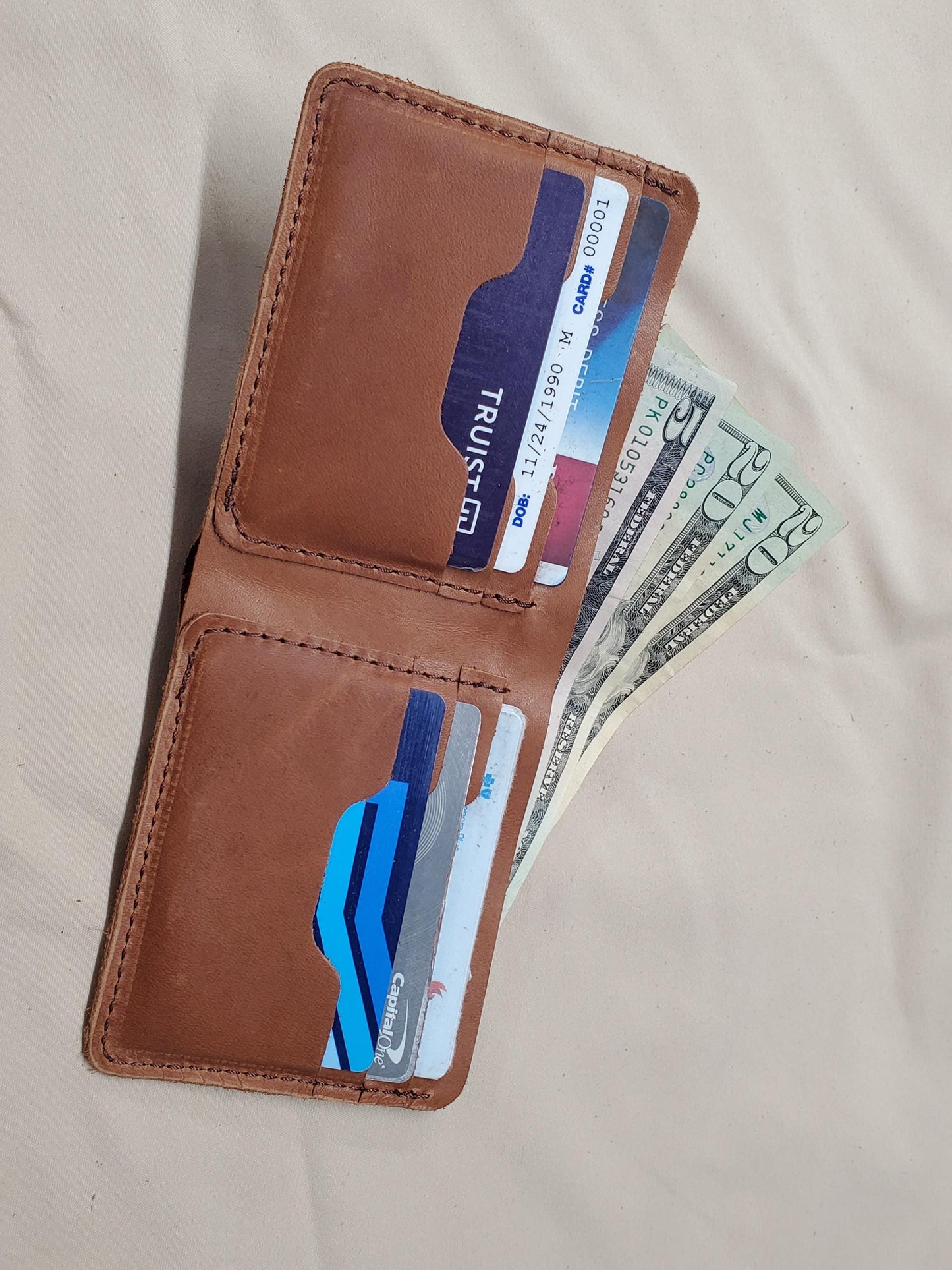 Top Grain Leather Bifold Wallet, 6-Slot, 3 1/2" x 4 1/4"
