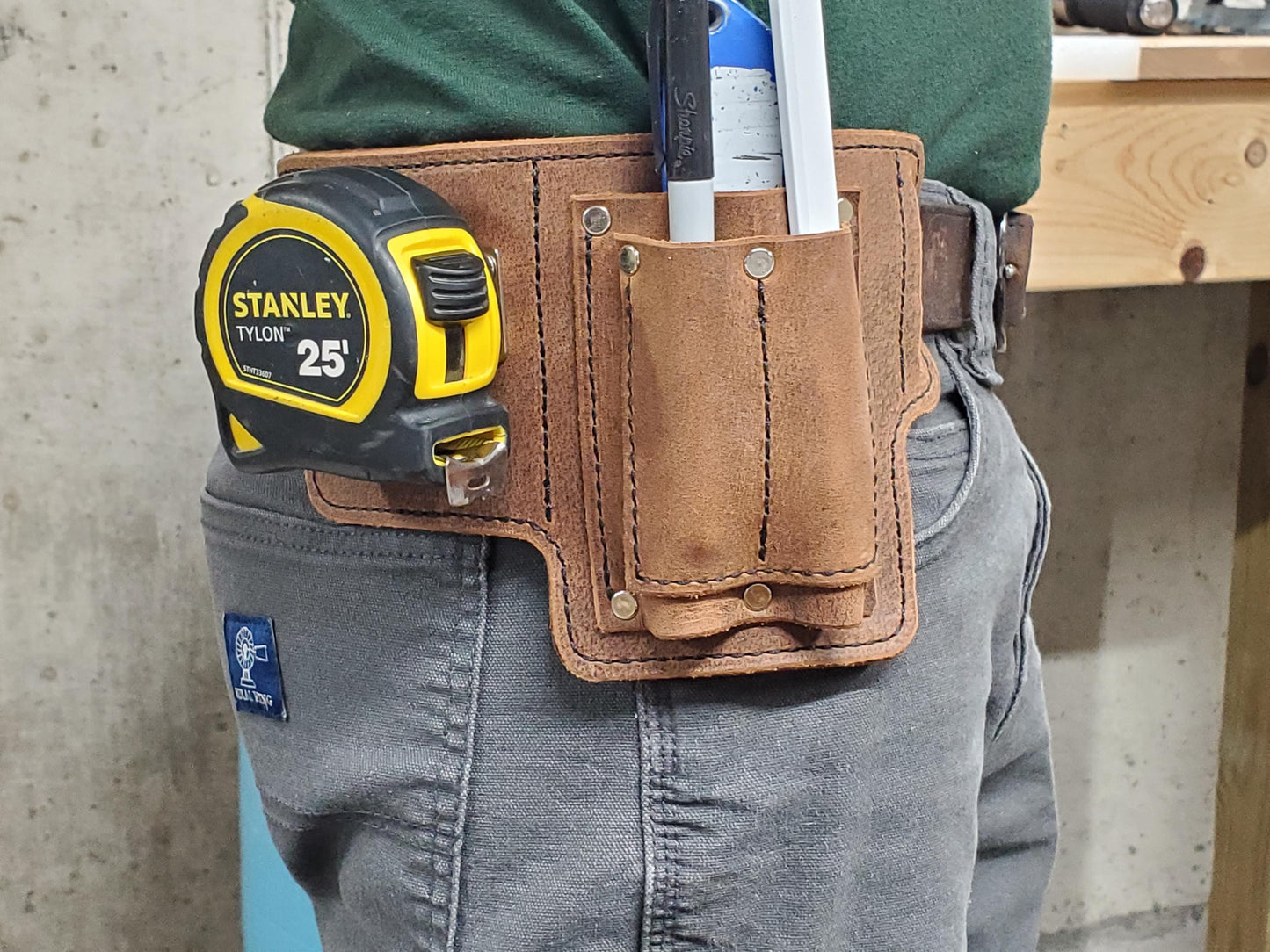 Heavy Duty Foreman's Basic Toolbelt - with heavy duty clip for tape measure or drill - Made in USA!