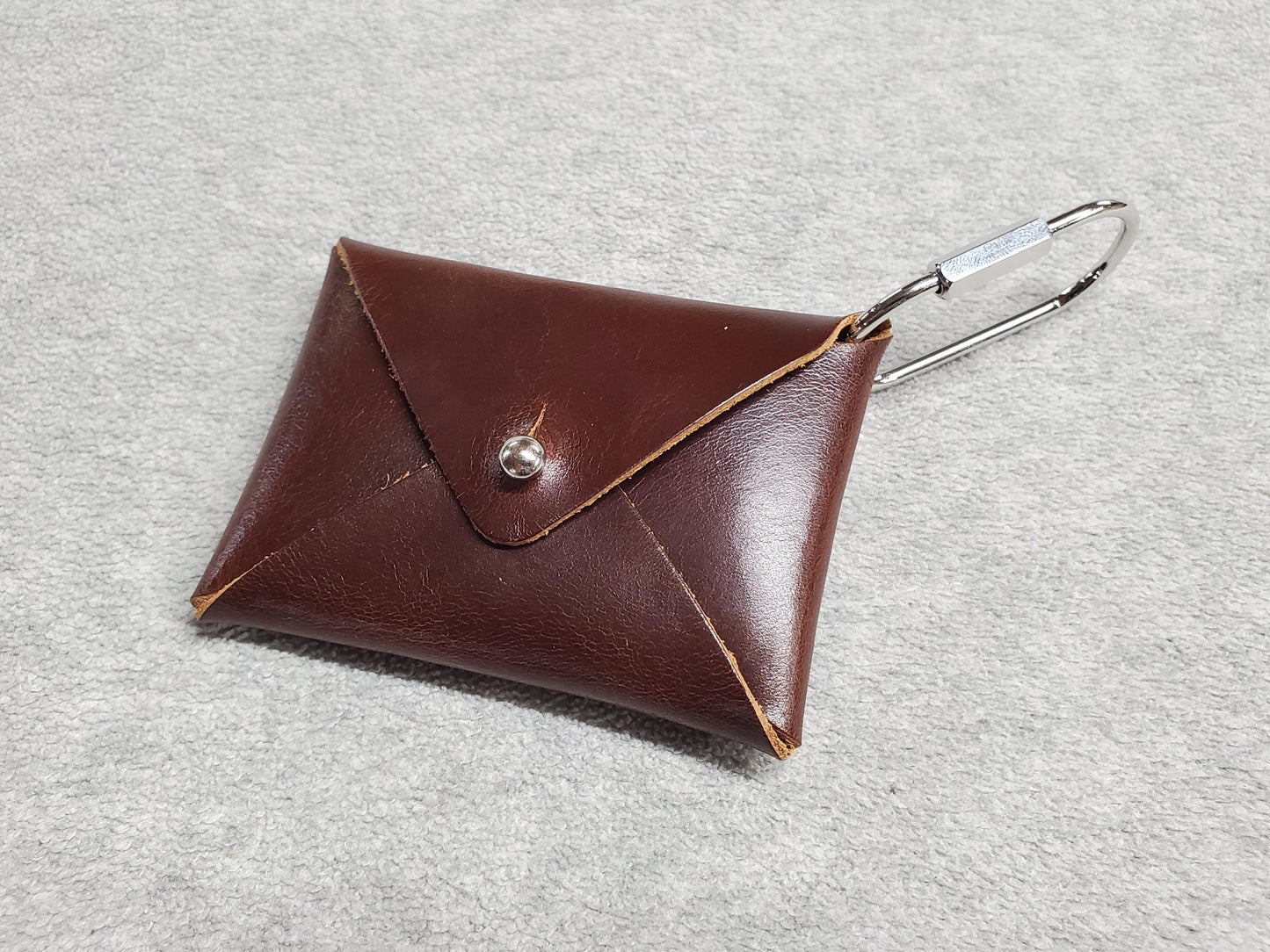 Card wallet, Coin wallet with wrist strap- top grain leather - Made in USA