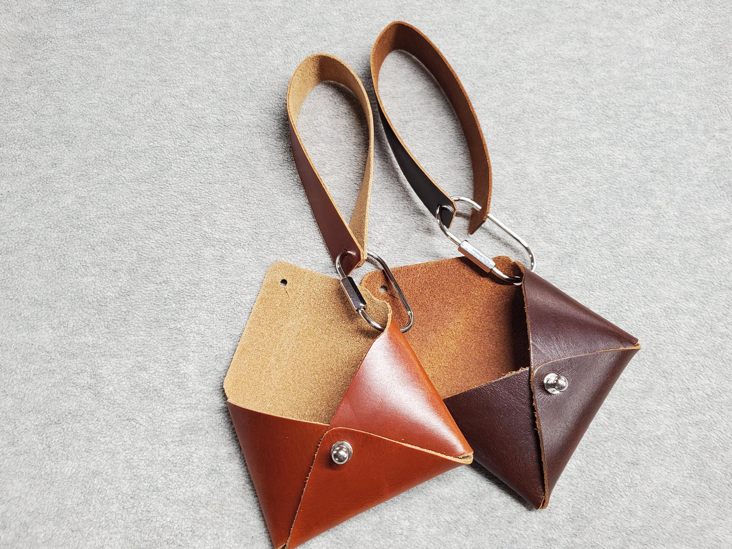 Card wallet, Coin wallet with wrist strap- top grain leather - Made in USA