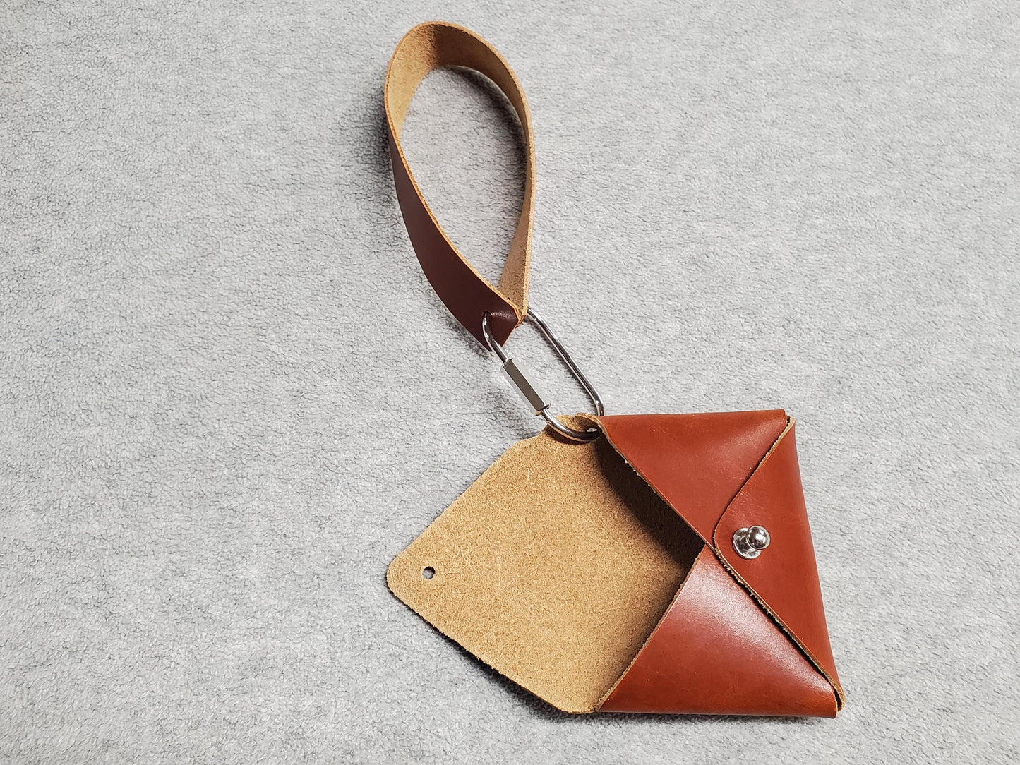 Card wallet, Coin wallet with wrist strap- top grain leather - Made in USA