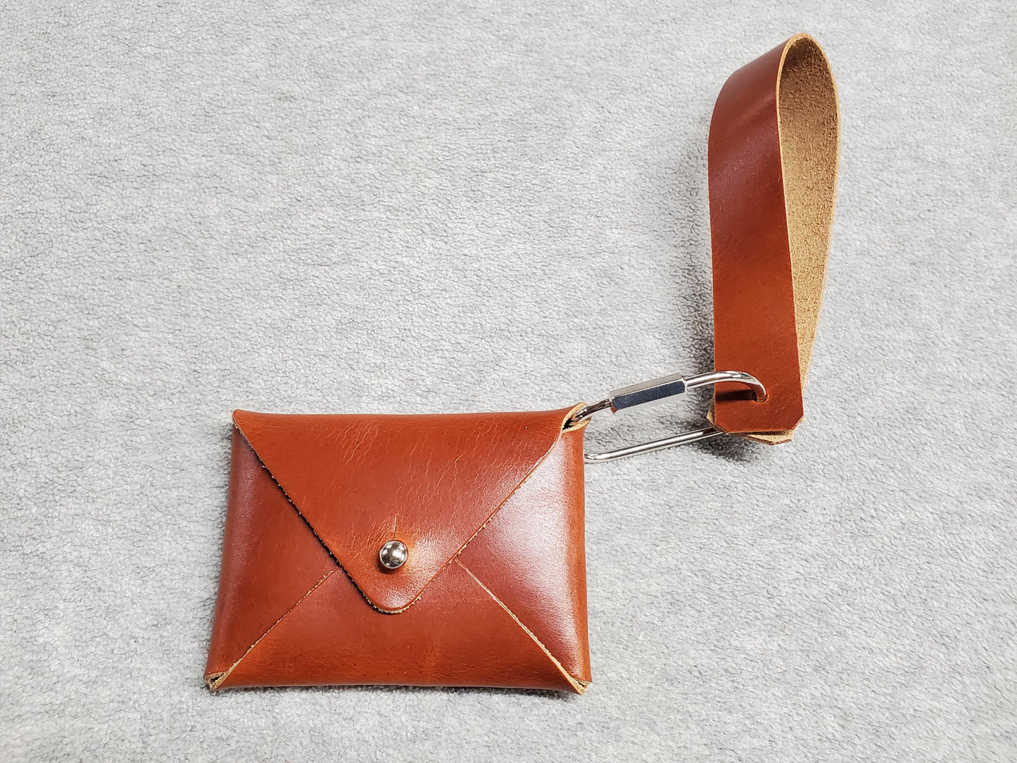 Card wallet, Coin wallet with wrist strap- top grain leather - Made in USA