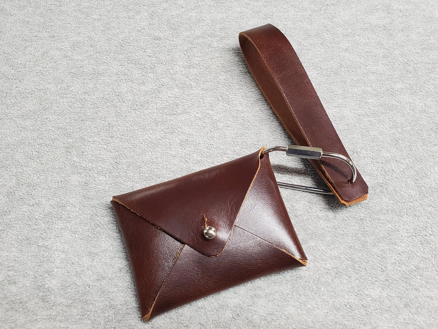 Card wallet, Coin wallet with wrist strap- top grain leather - Made in USA