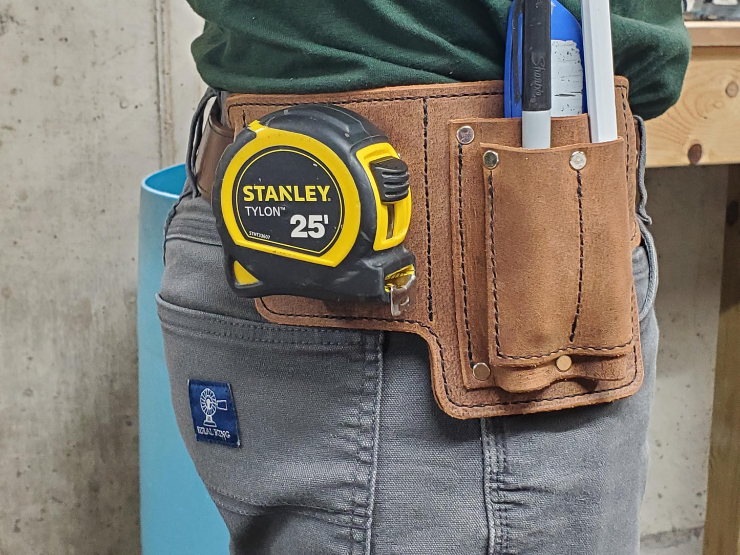 Heavy Duty Foreman's Basic Toolbelt - with heavy duty clip for tape measure or drill - Made in USA!
