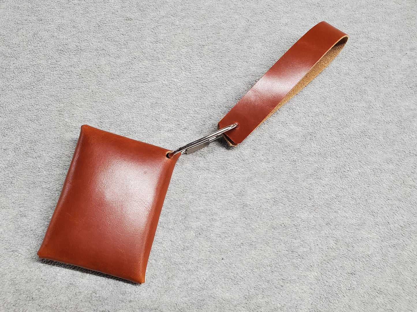 Card wallet, Coin wallet with wrist strap- top grain leather - Made in USA