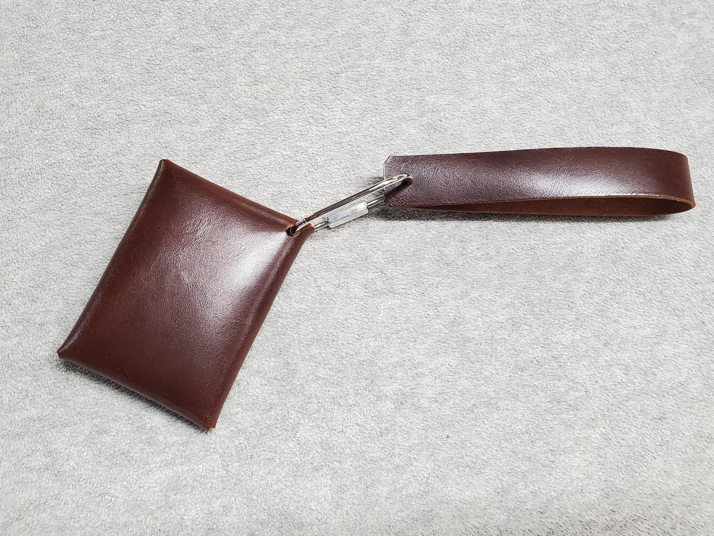 Card wallet, Coin wallet with wrist strap- top grain leather - Made in USA