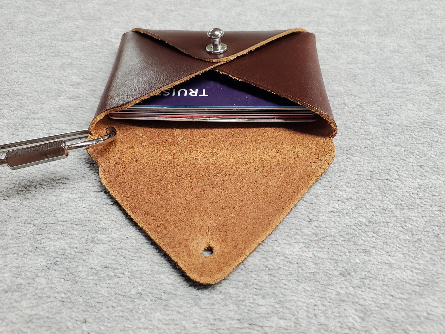Card wallet, Coin wallet with wrist strap- top grain leather - Made in USA