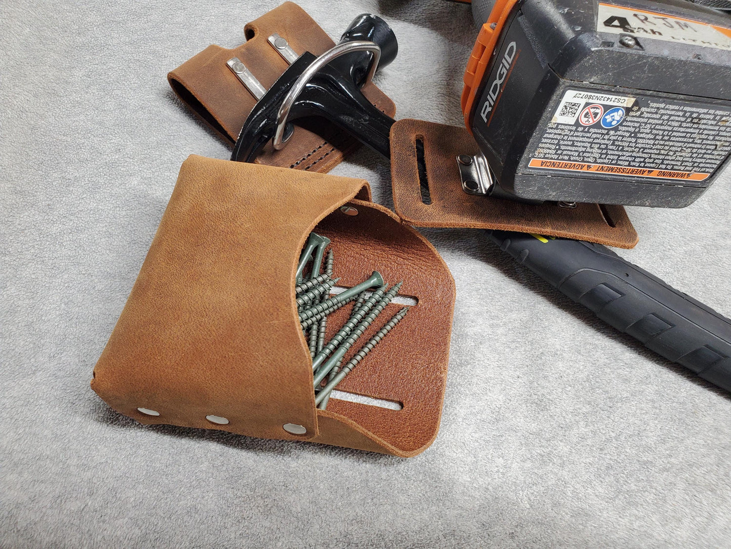 Screw/Nail Pouch - Leather, Made in USA