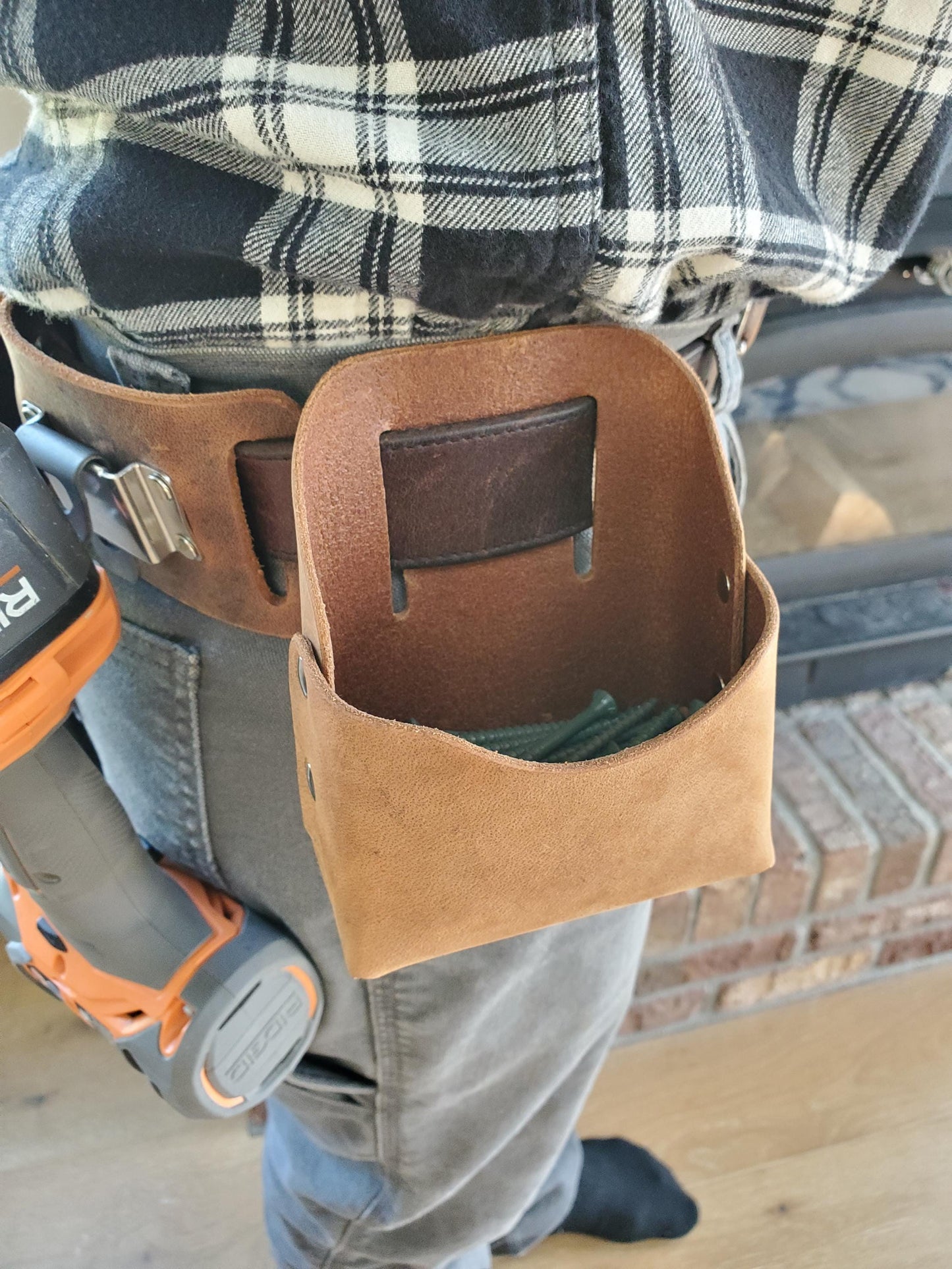 Screw/Nail Pouch - Leather, Made in USA