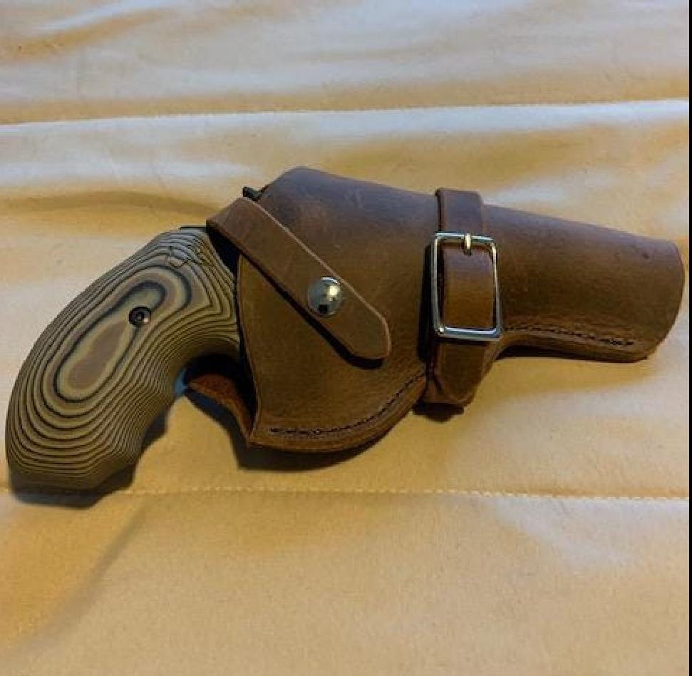 Taurus 856 Leather Holster, with snap and buckle strap - Made in USA