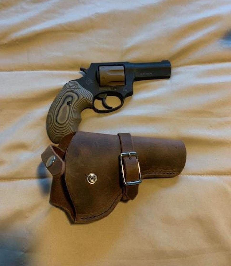 Taurus 856 Leather Holster, with snap and buckle strap - Made in USA