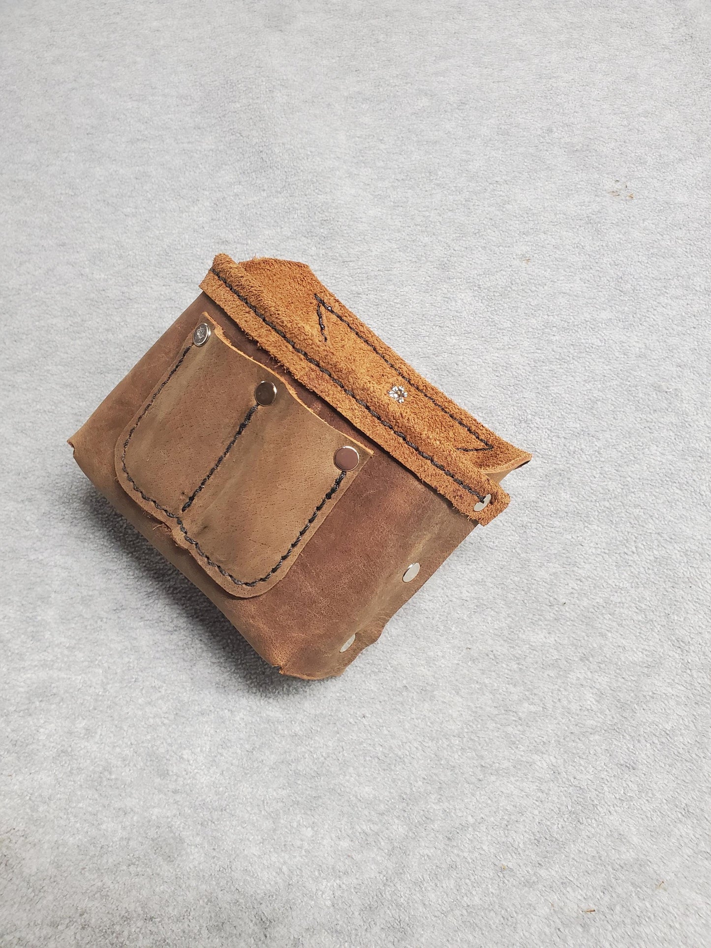 Add-On Pouch for screw/nails with pencil/bit pockets and heavy-duty polycarbonate plastic clip