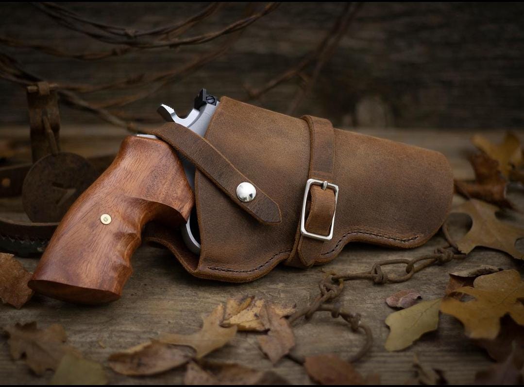 Taurus M44 Leather Holster, with snap strap and barrel strap - Made in USA