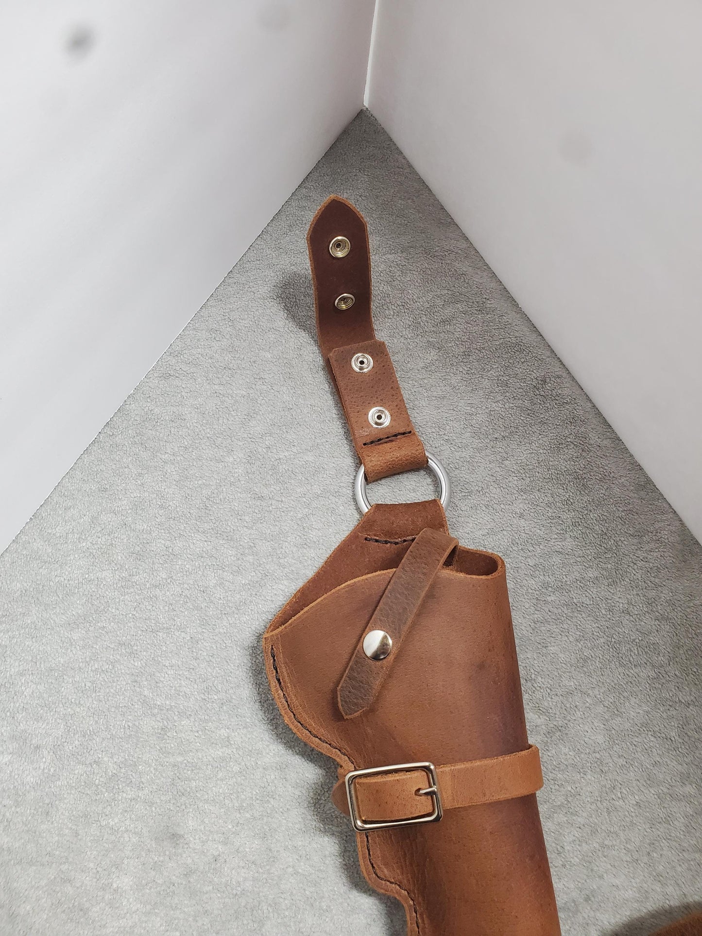 Crazy Horse Leather Drop-Holster: Leg & Barrel Straps, Right-Hand Draw