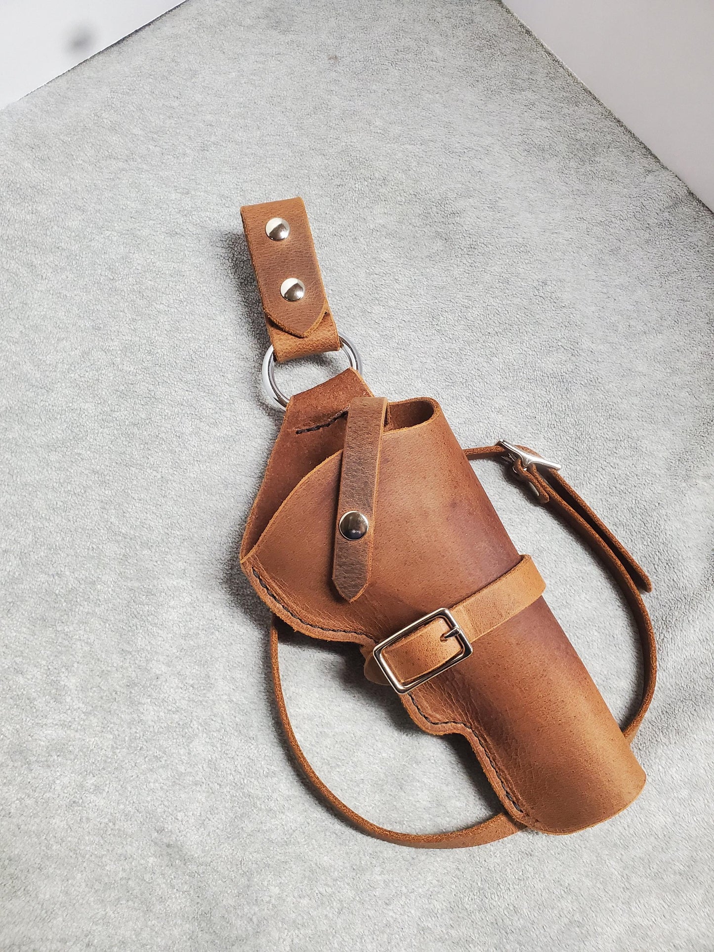 Crazy Horse Leather Drop-Holster: Leg & Barrel Straps, Right-Hand Draw