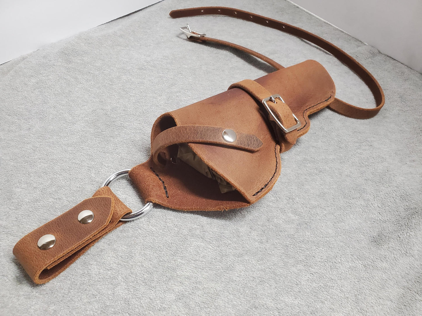 Crazy Horse Leather Drop-Holster: Leg & Barrel Straps, Right-Hand Draw