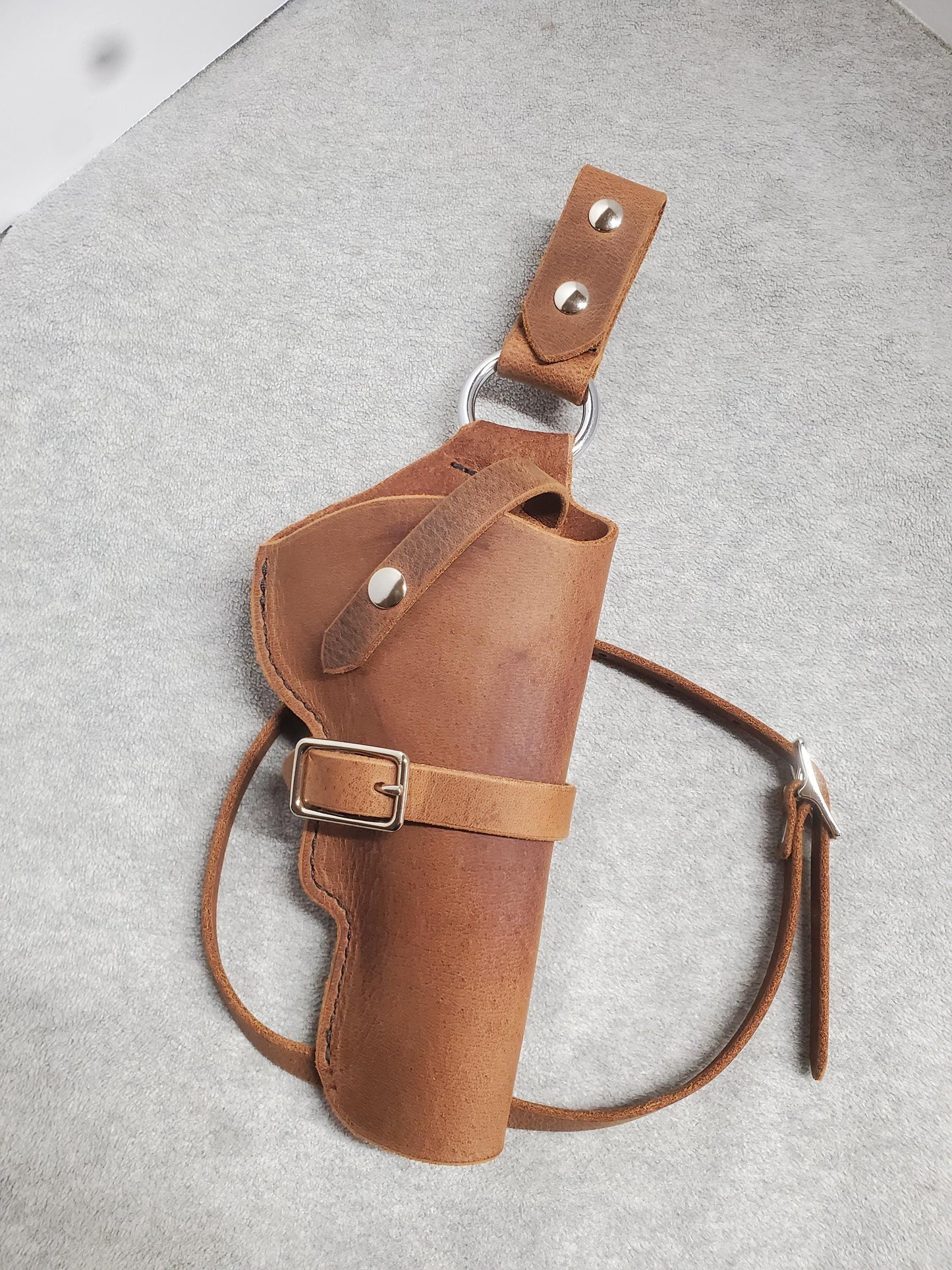 Crazy Horse Leather Drop-Holster: Leg & Barrel Straps, Right-Hand Draw