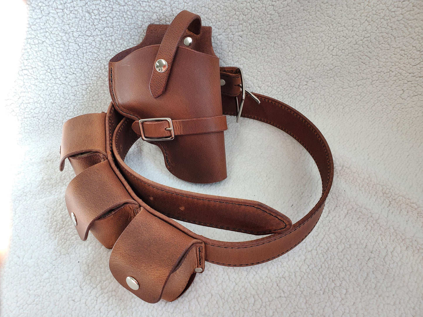 Leather Holster with 1.5" Belt and 3 speed loader pouches