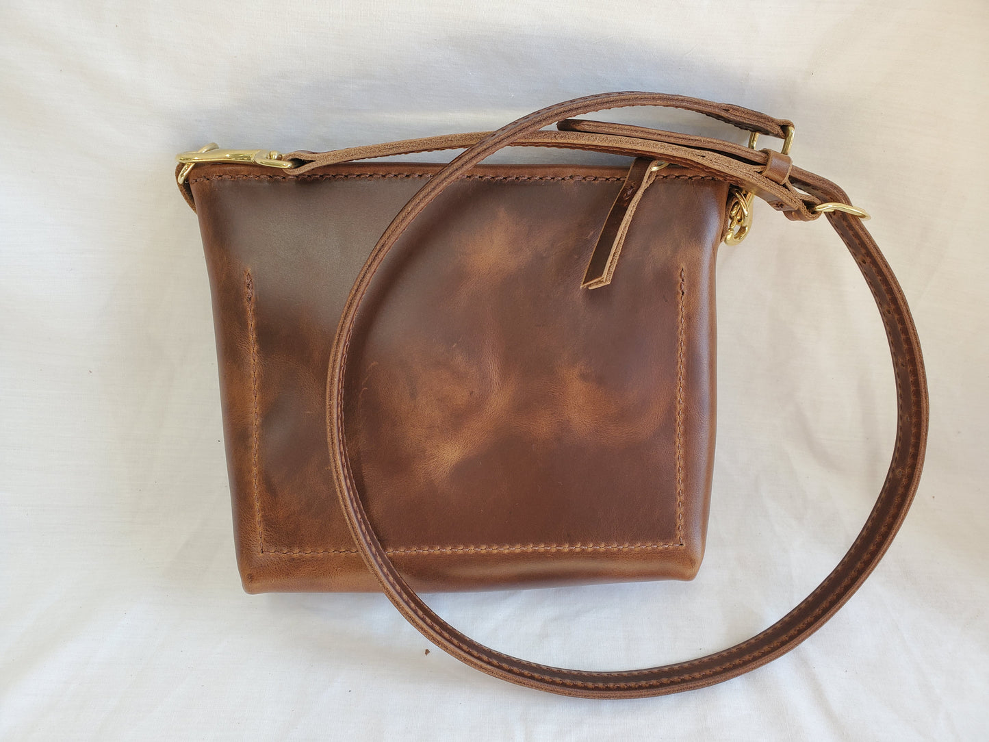 Crossbody Bag - Oil Tanned leather with double layer shoulder strap