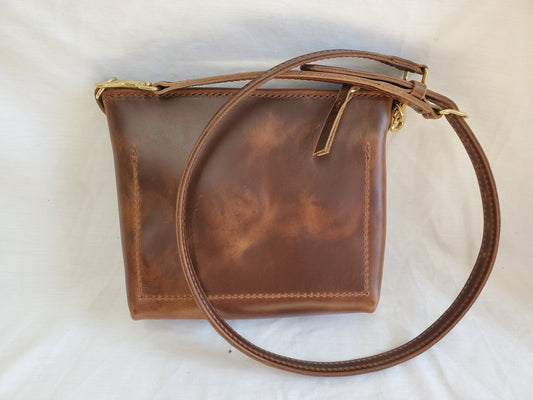 Crossbody Bag - Oil Tanned leather with double layer shoulder strap