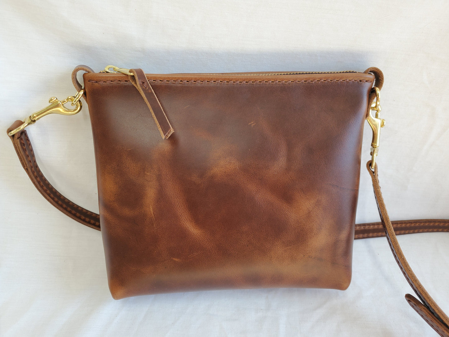 Crossbody Bag - Oil Tanned leather with double layer shoulder strap