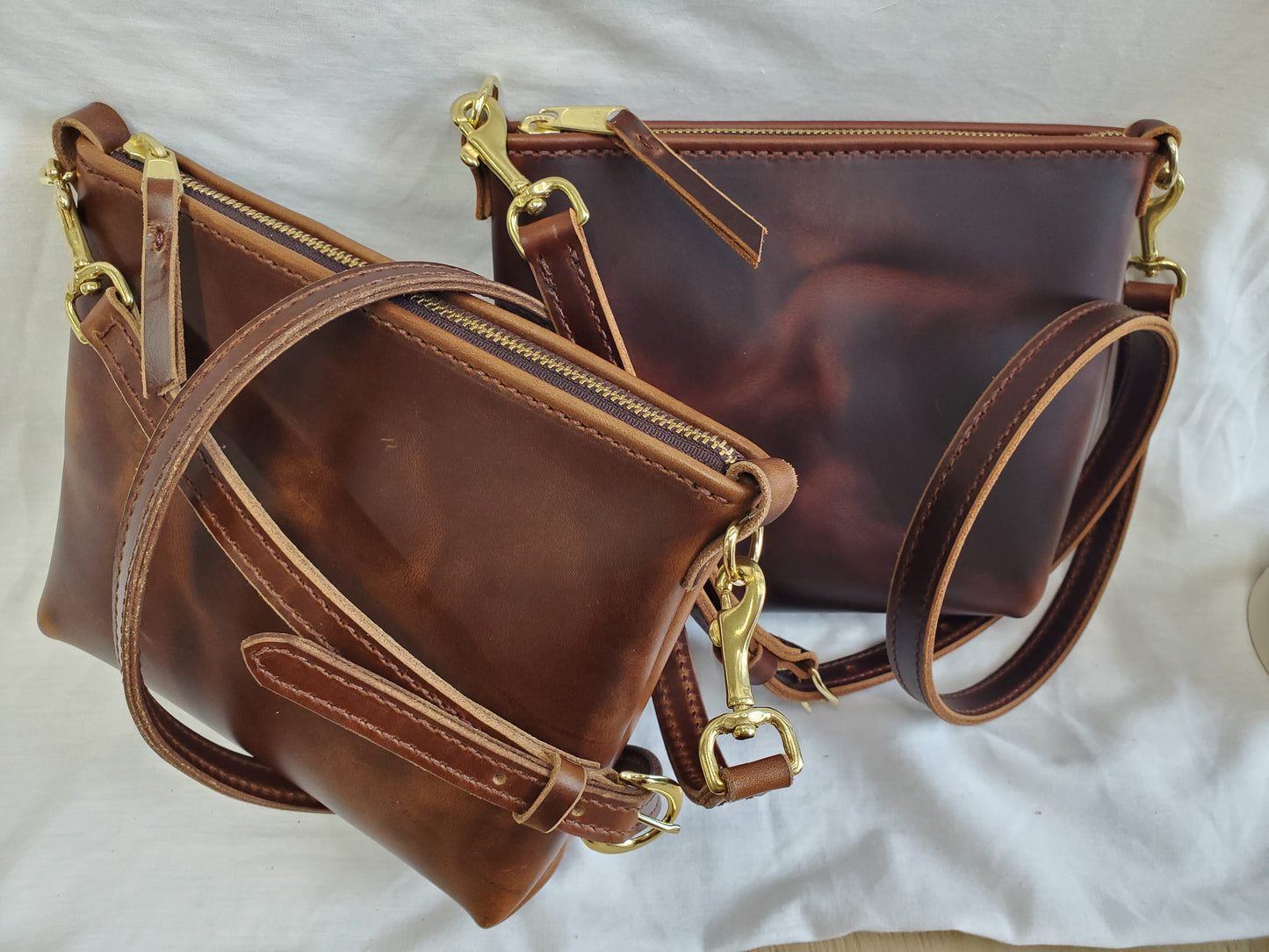 Crossbody Bag - Oil Tanned leather with double layer shoulder strap