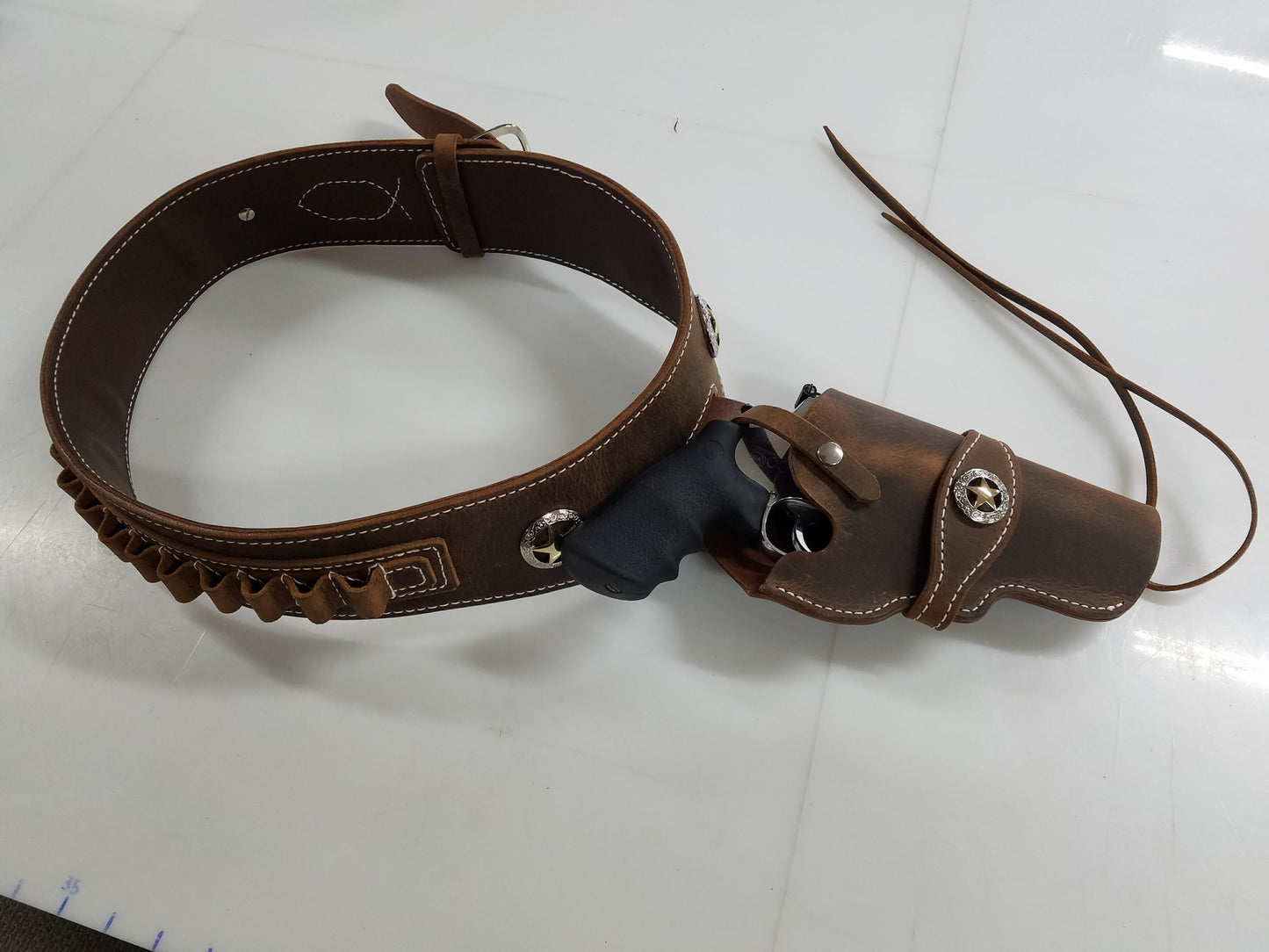 Western Style Drop Loop Cartridge Belt and Holster