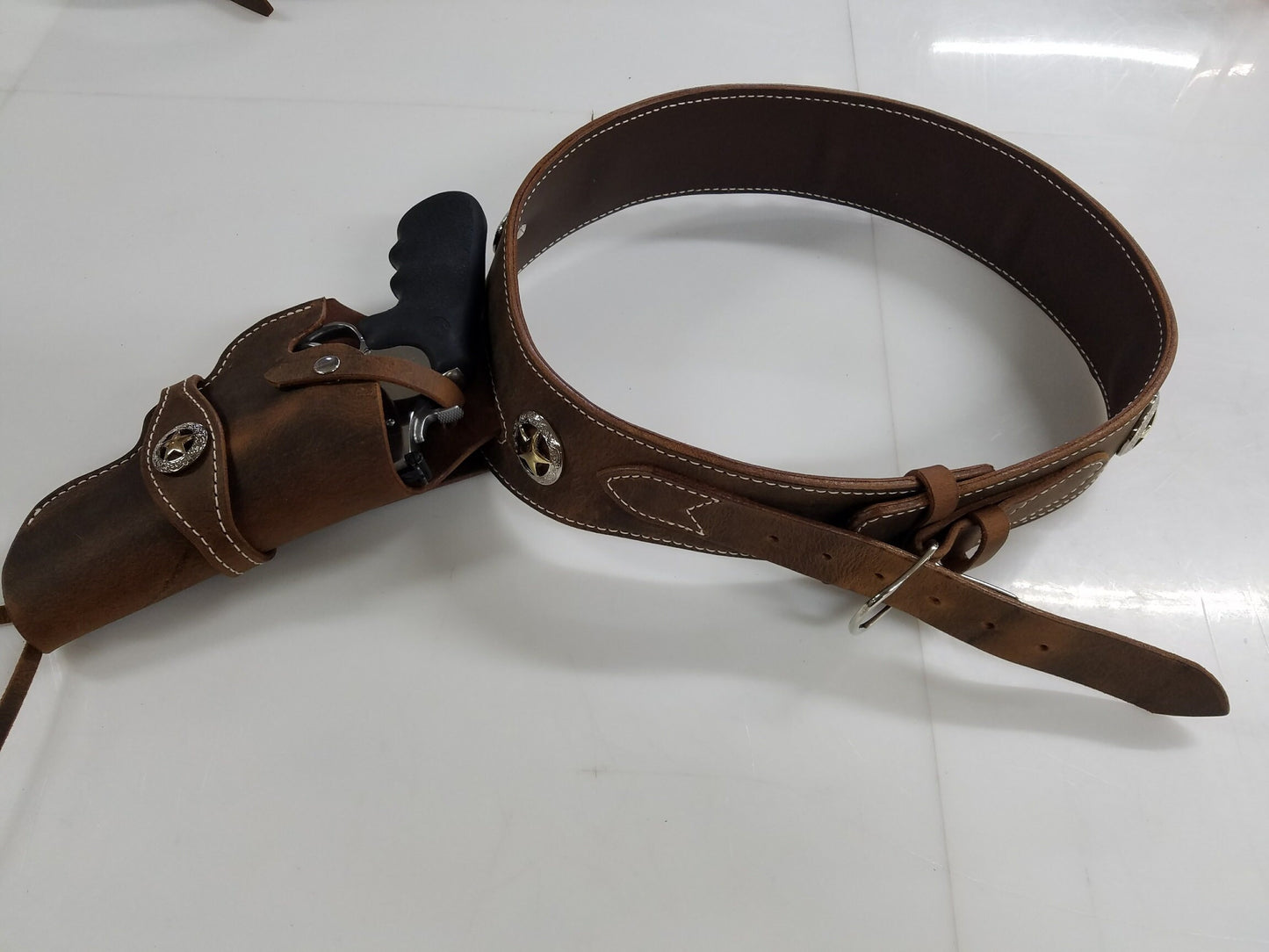 Western Style Drop Loop Cartridge Belt and Holster