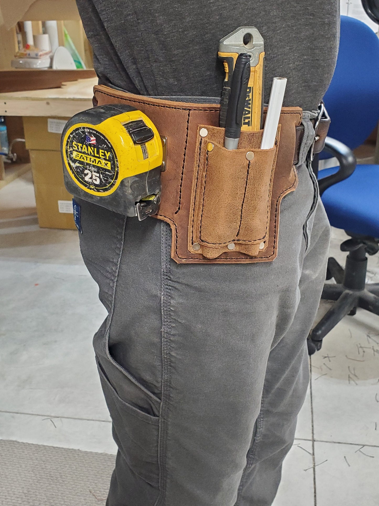 Heavy Duty Foreman's Basic Toolbelt - with heavy duty clip for tape measure or drill - Made in USA!