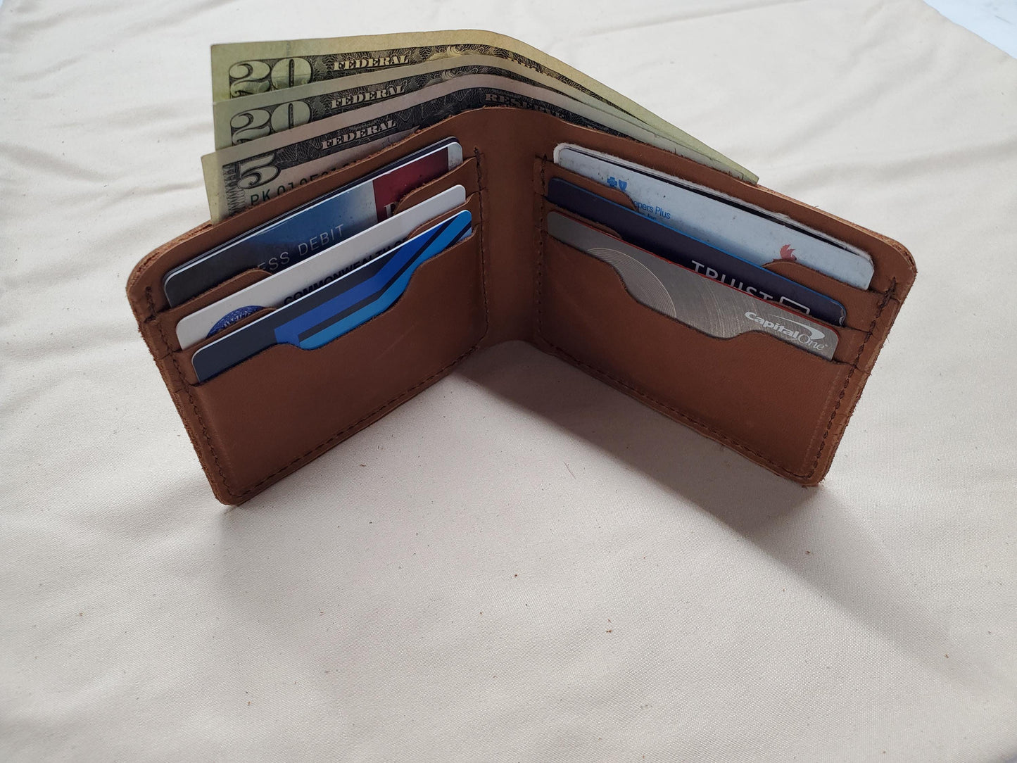 Top Grain Leather Bifold Wallet, 6-Slot, 3 1/2" x 4 1/4"