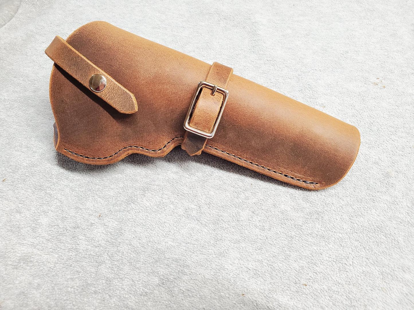 Smith & Wesson K-Frame Leather Holster, with snap strap and barrel strap - Made in USA