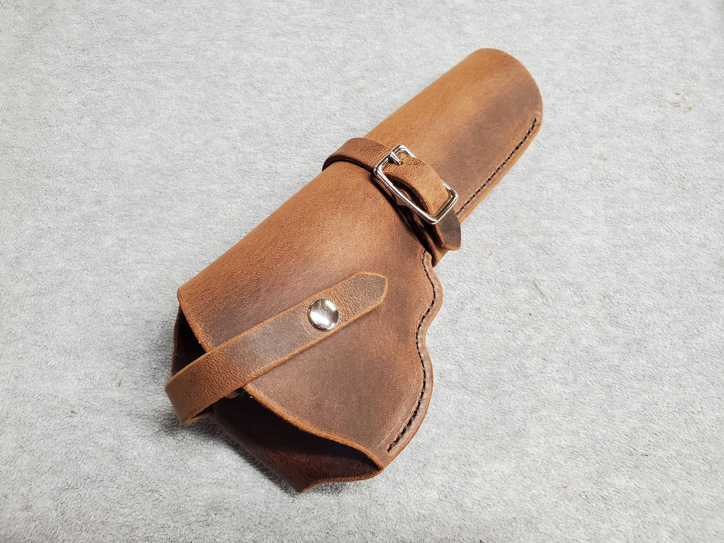 Smith & Wesson K-Frame Leather Holster, with snap strap and barrel strap - Made in USA