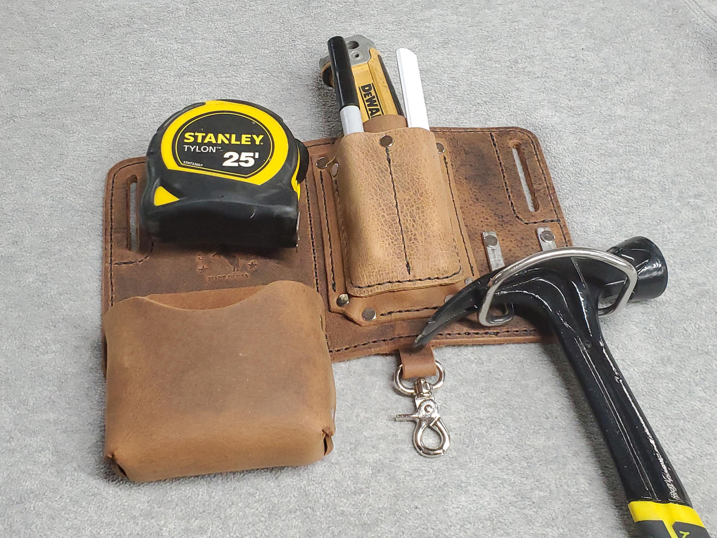 Deluxe Foreman's Tool Pouch - with heavy duty clip and hammer loop - Made in USA!