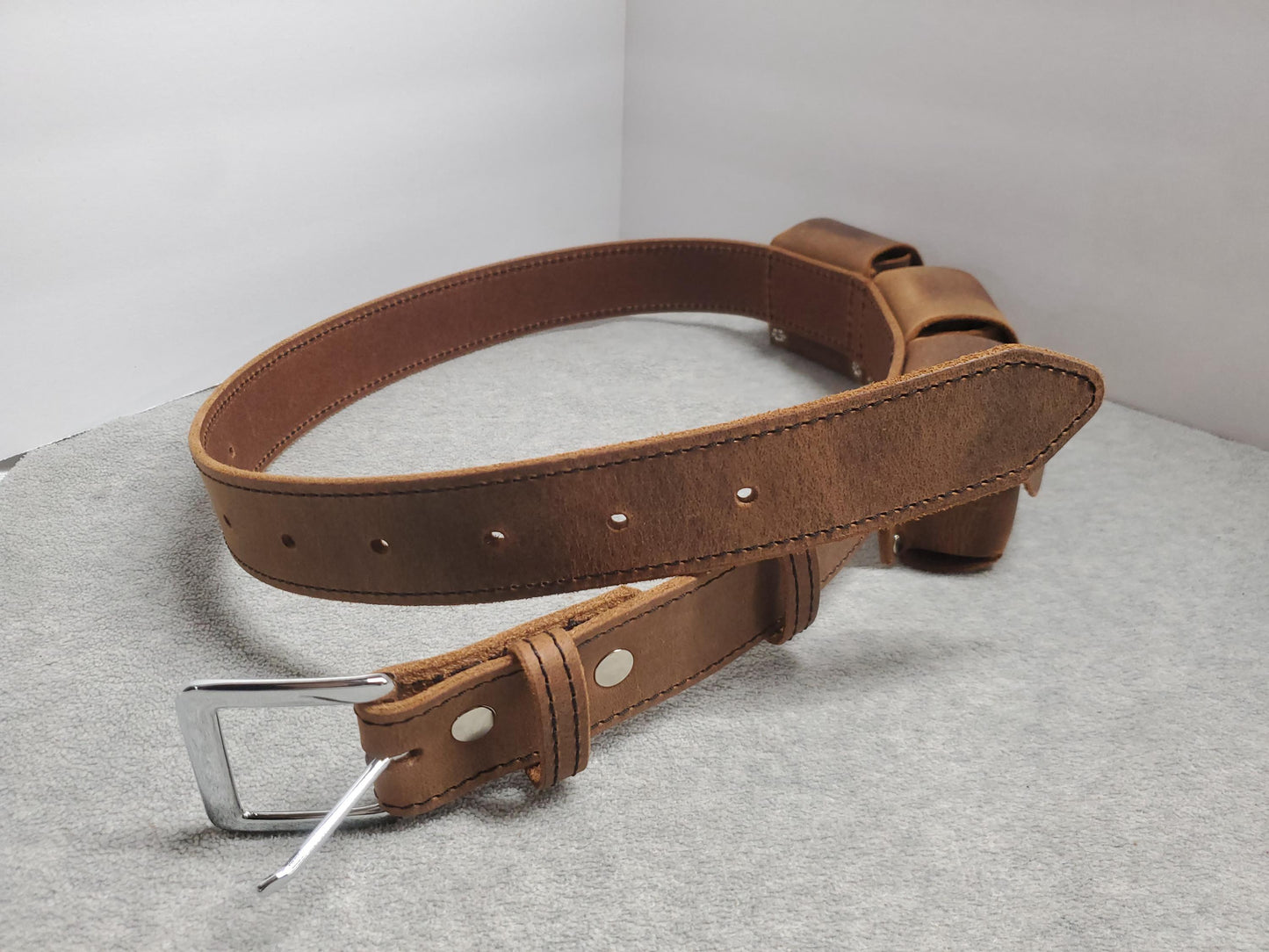 Leather Holster with 1.5" Belt and 3 speed loader pouches