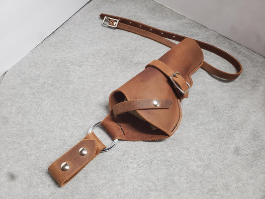 Crazy Horse Leather Drop-Holster: Leg & Barrel Straps, Right-Hand Draw