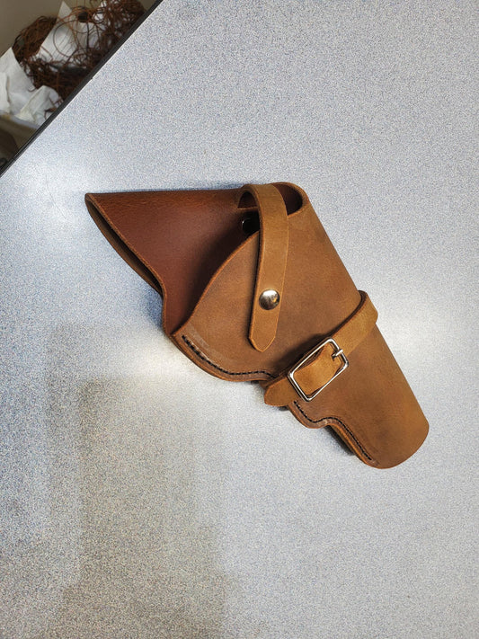 Cross-Draw Leather Holster with holding strap